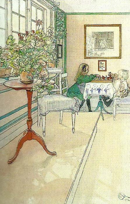 Carl Larsson schackspelet oil painting image